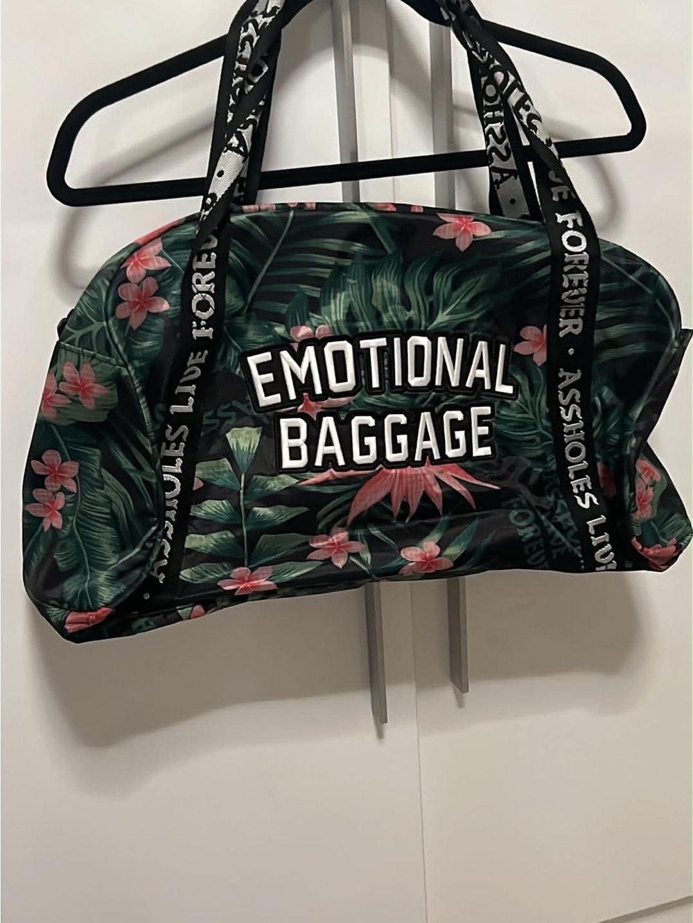 Emotional Baggage Tropical Floral Travel Duffel - Black/Green/Pink